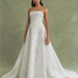 Jenny Yoo Strapless White Floral Wedding Dress